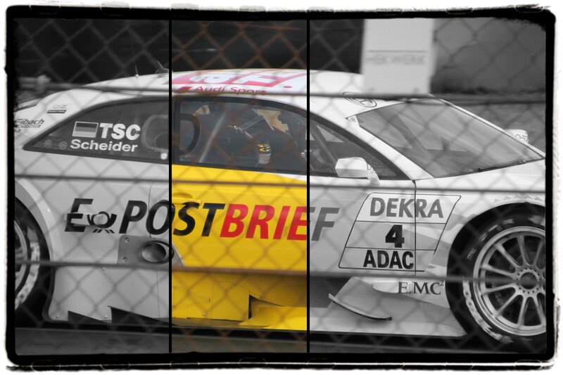 Racing Car Behind Fence — Black