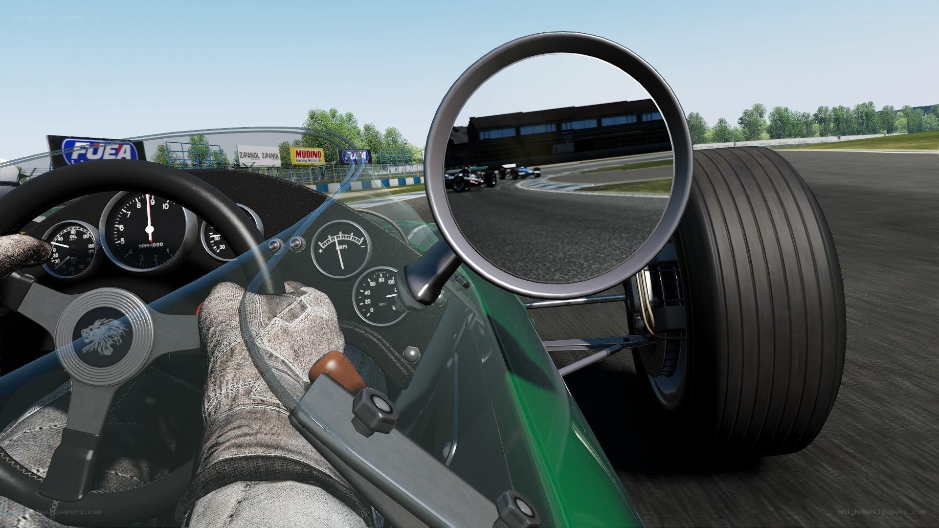 racing car cockpit view