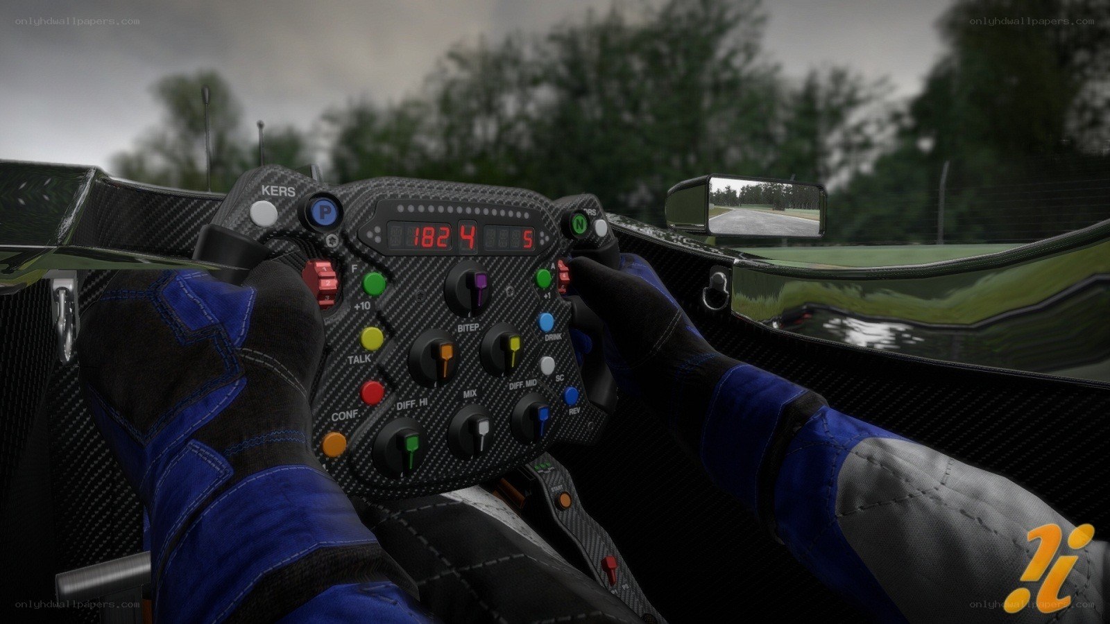 racing car cockpit view