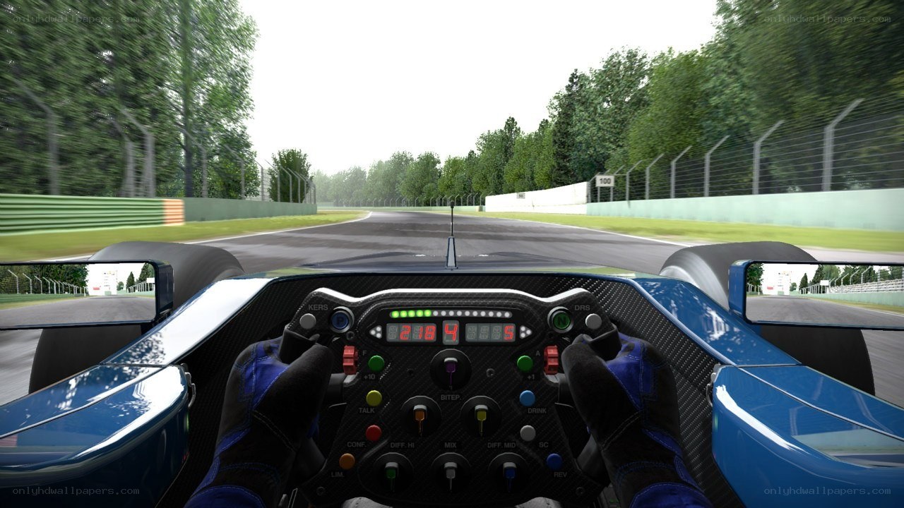 racing car cockpit view