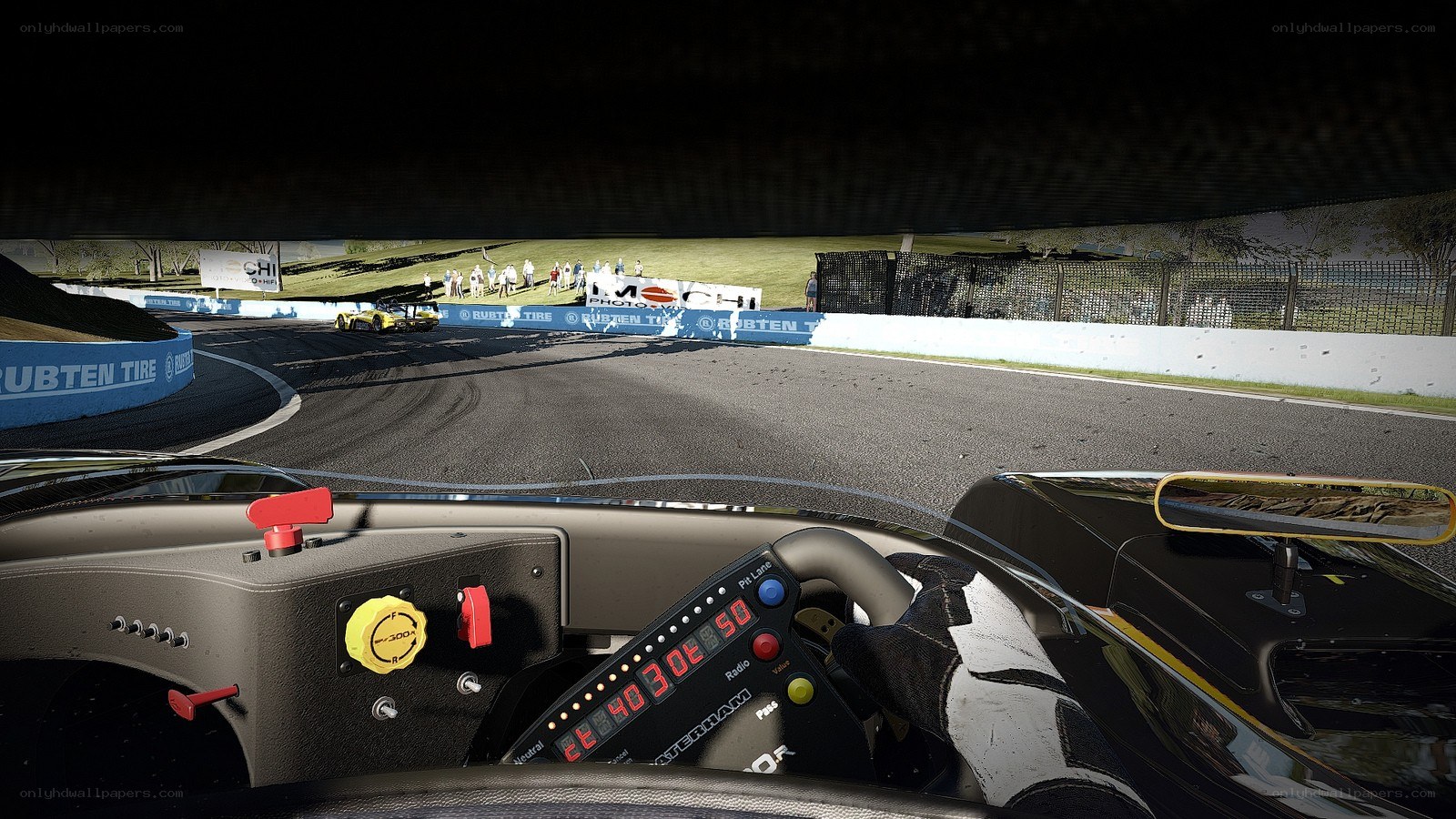 racing car cockpit view