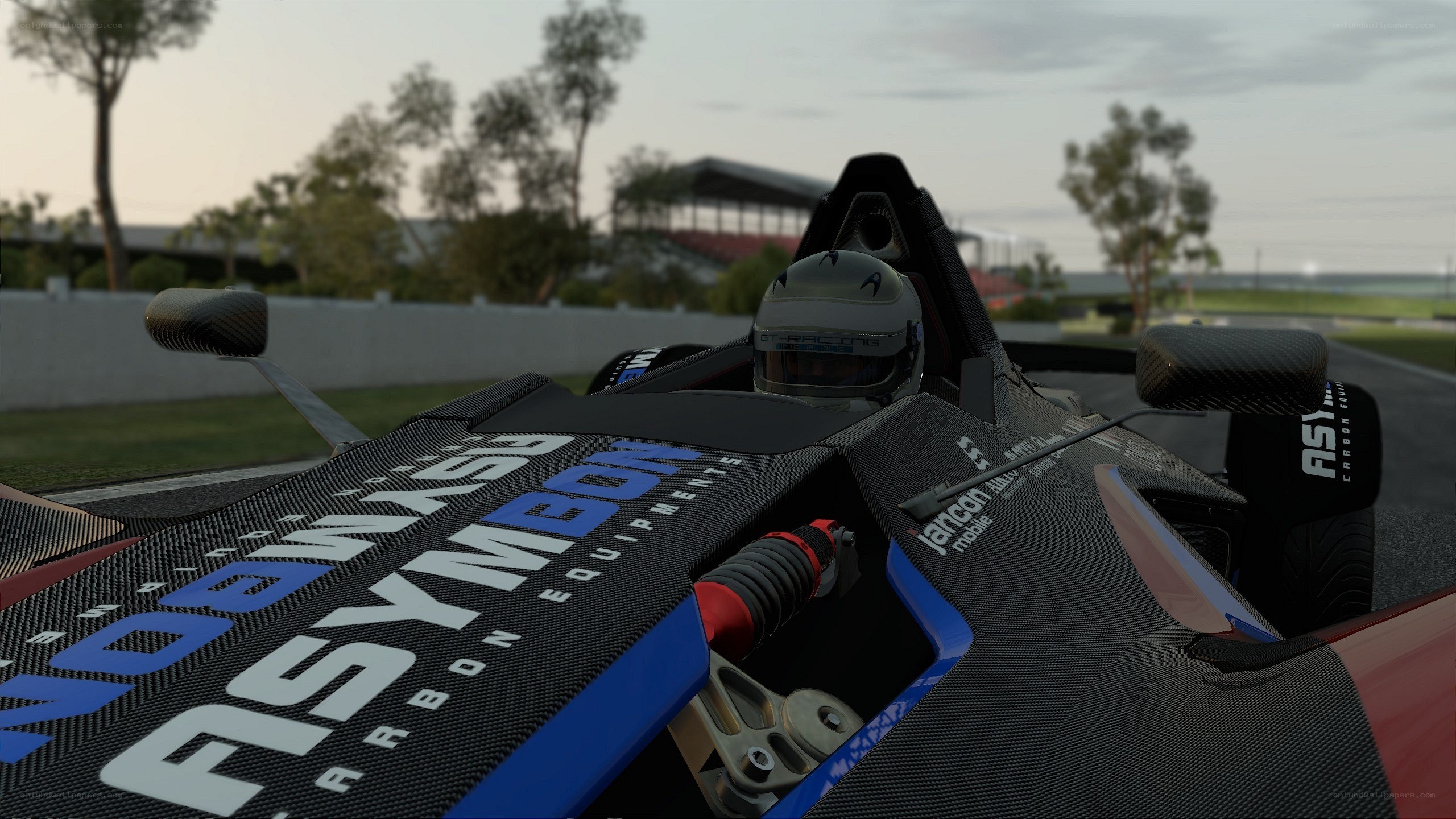 racing car cockpit view