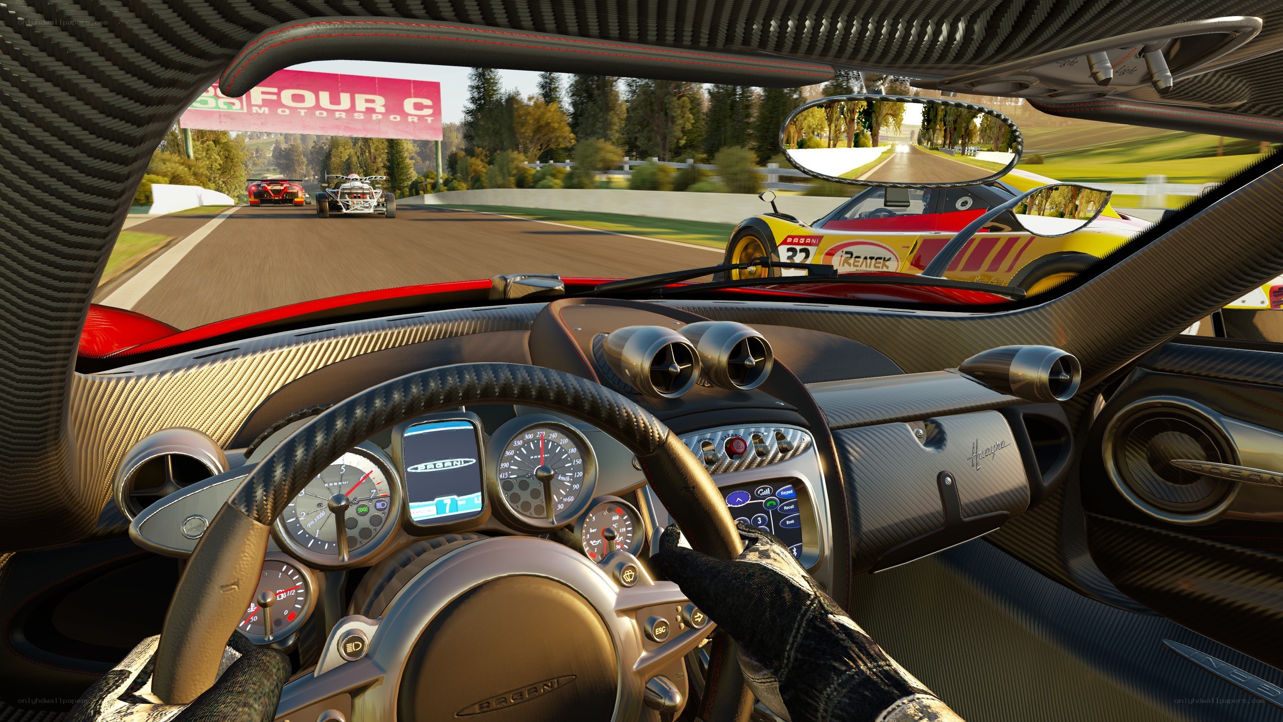racing car cockpit view