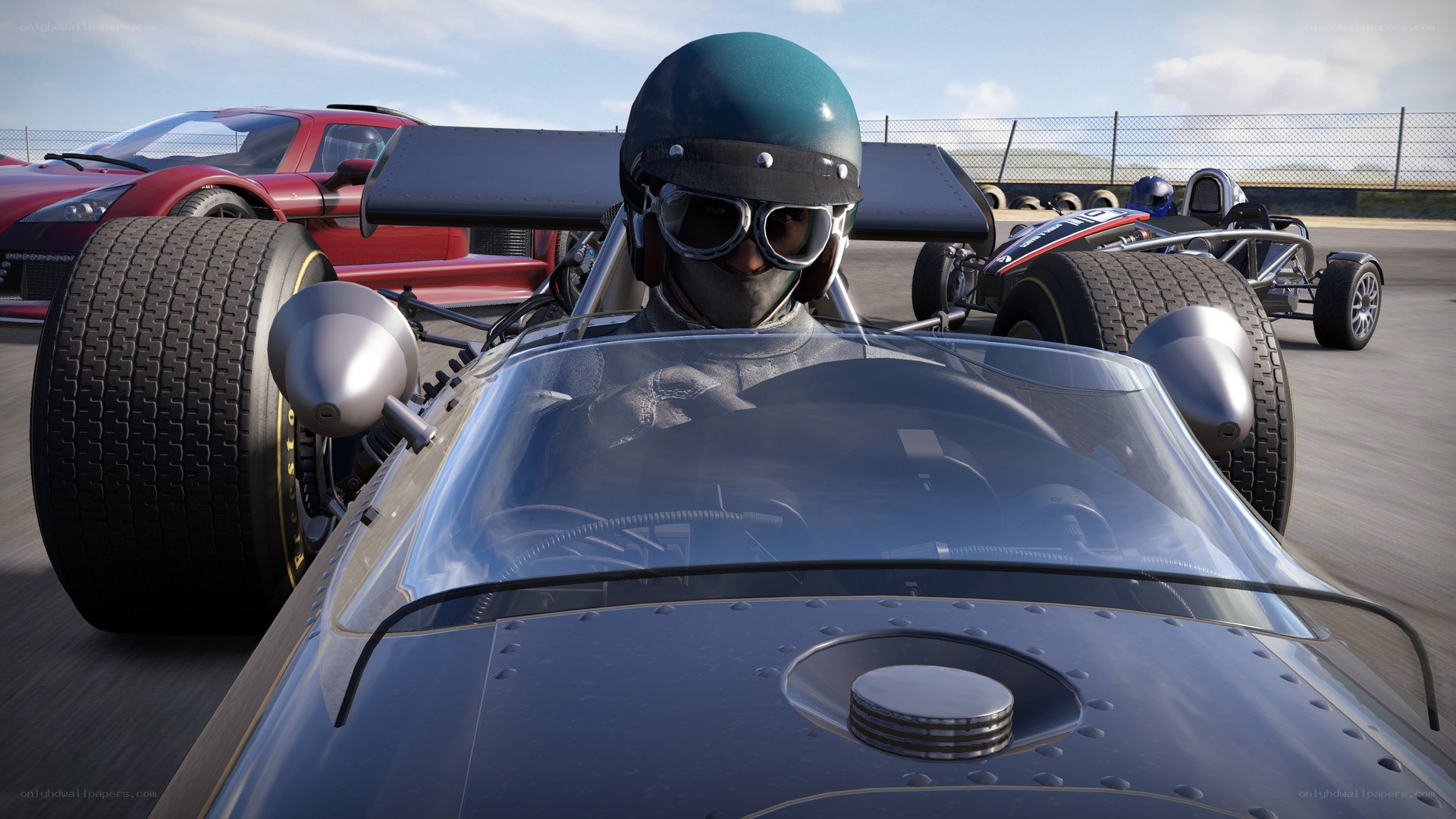 racing car cockpit view