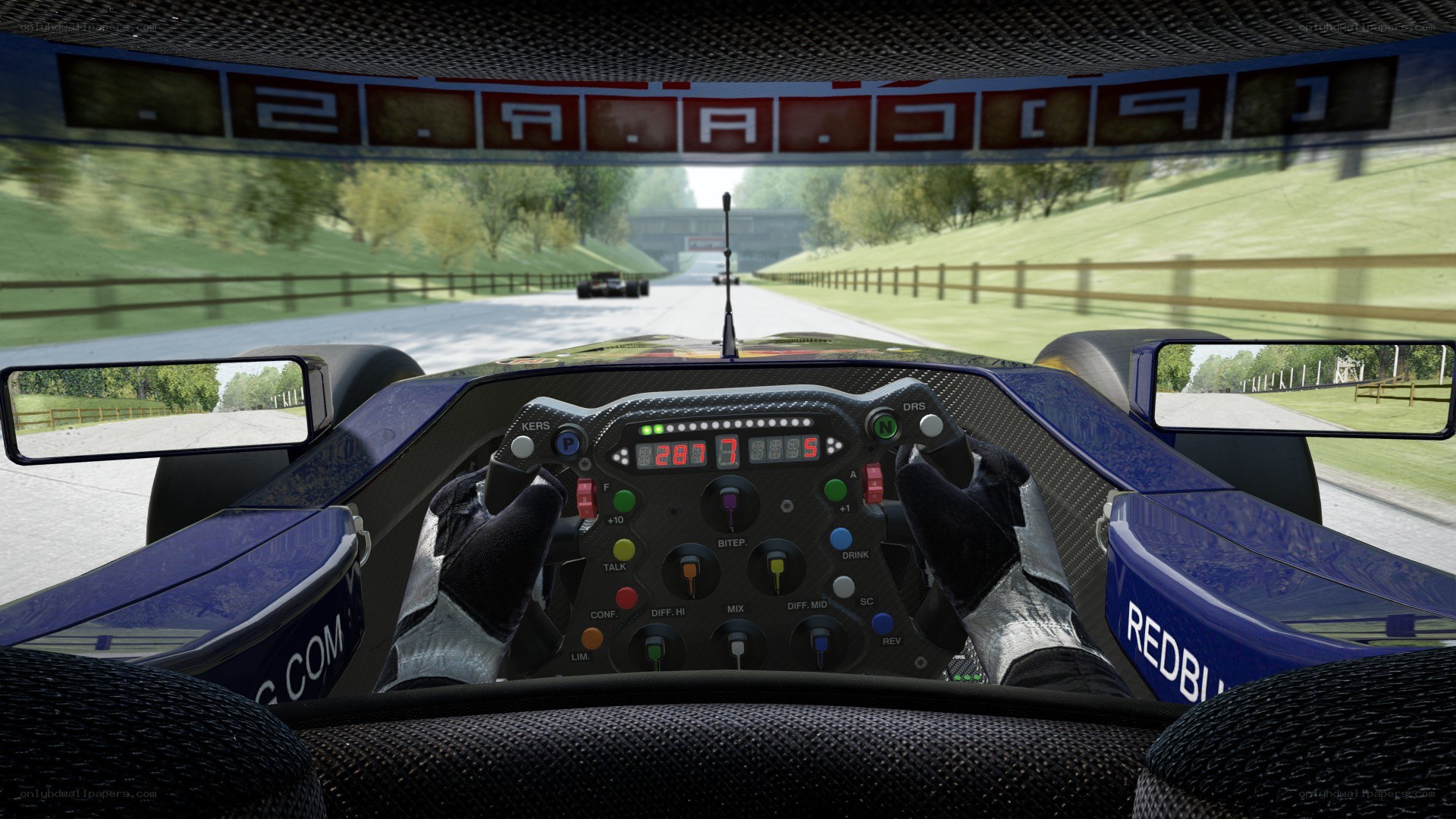 racing car cockpit view