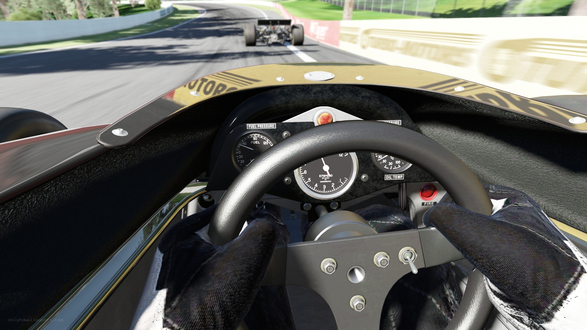 racing car cockpit view