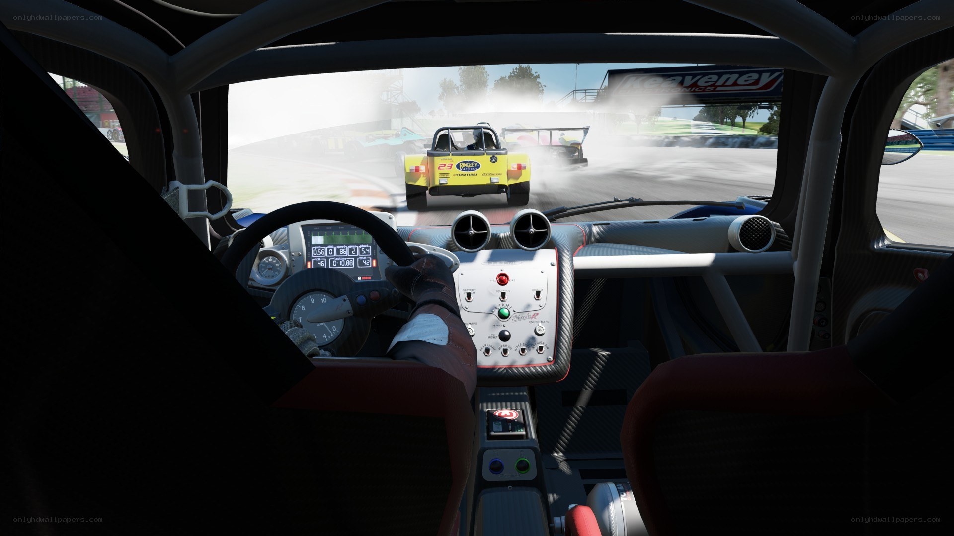 racing car cockpit view