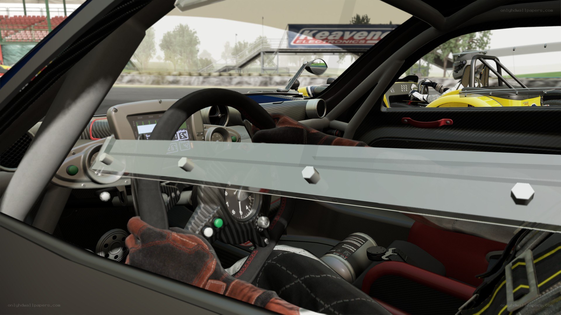 racing car cockpit view