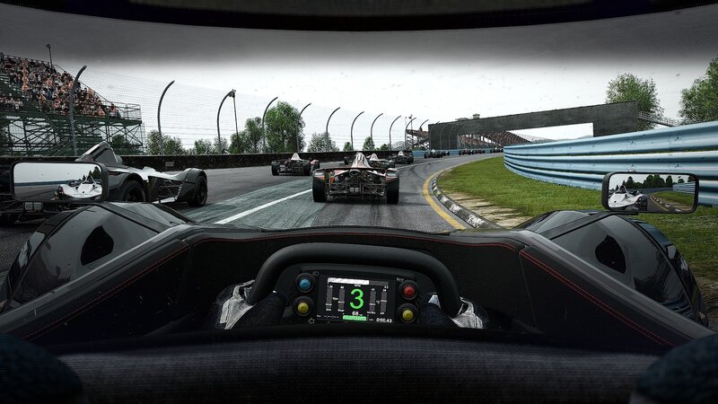Racing Car Cockpit View — Black, Competitive, Afternoon