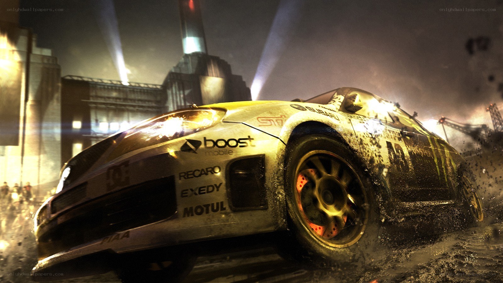 racing car drifting at night