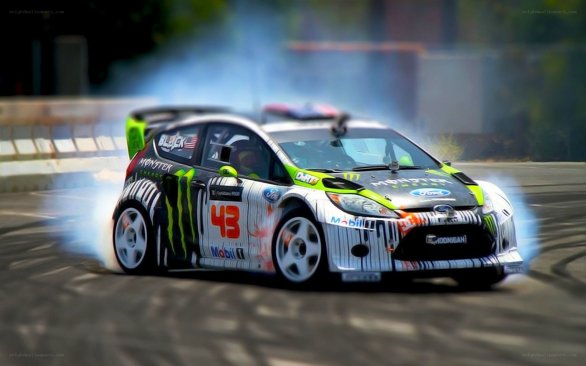 racing car drifting on track