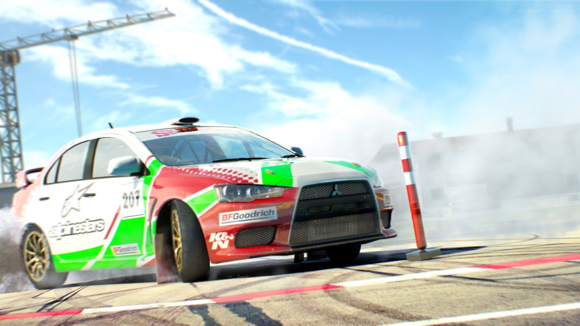 racing car drifting on track