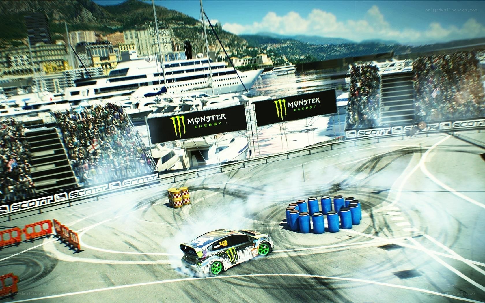 racing car drifting on track