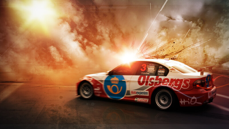 Racing Car Drifting — Red, Dramatic