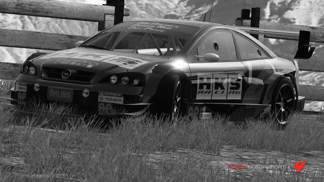 racing car in black and white