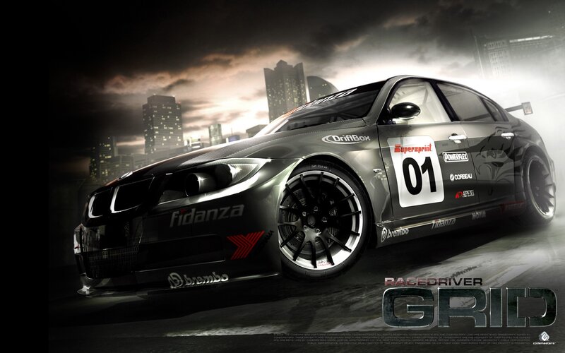 racing car in city at night
