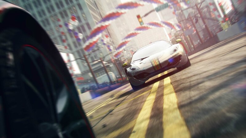 racing car in city street