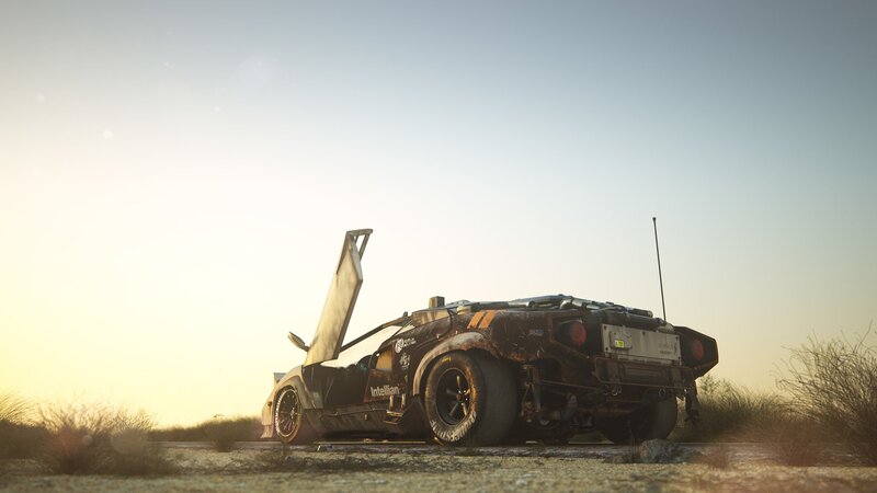 Racing Car in Desert — Brown