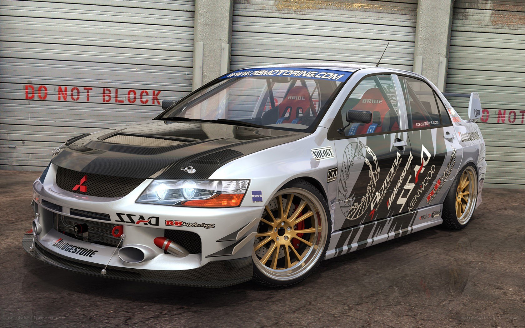 racing car in garage