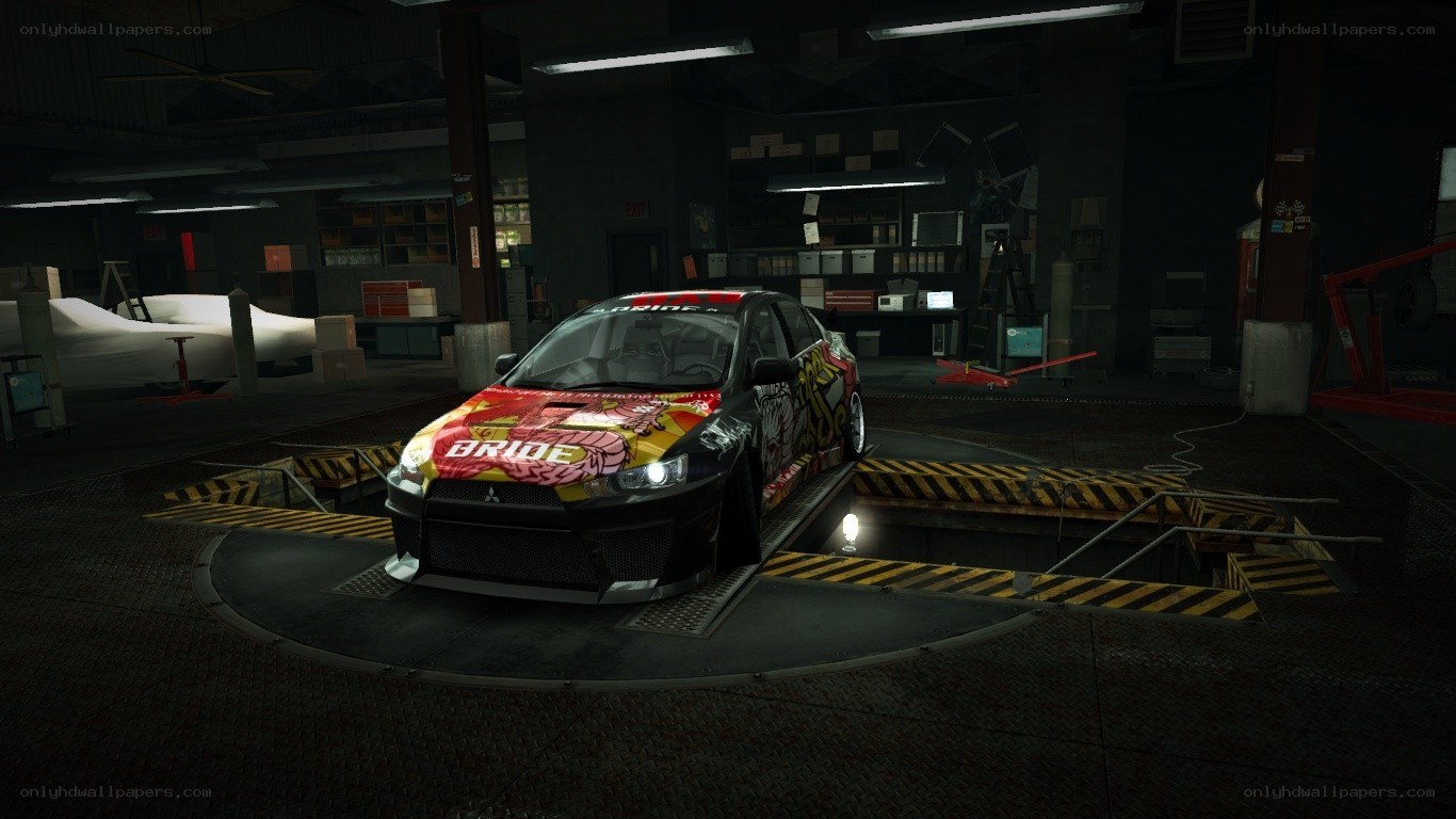 racing car in garage