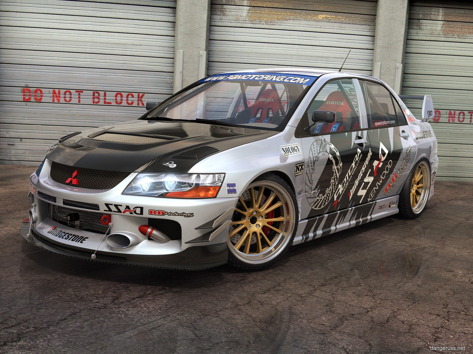 racing car in garage