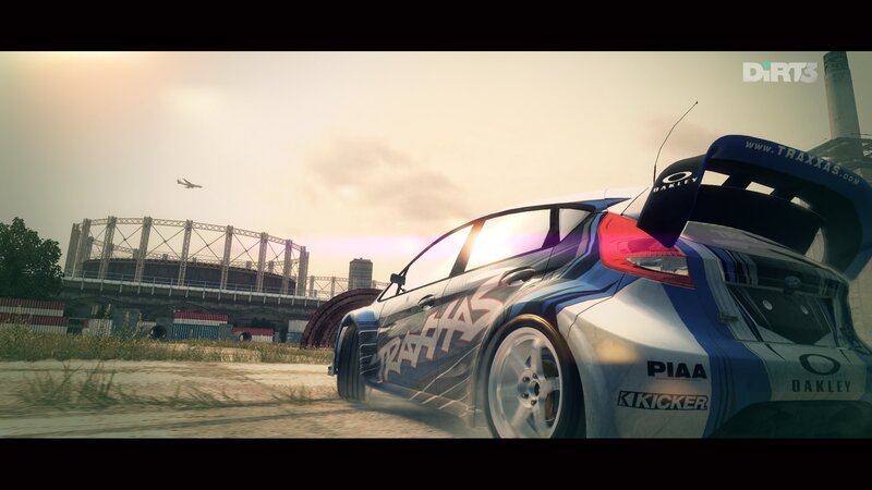 racing car in industrial area