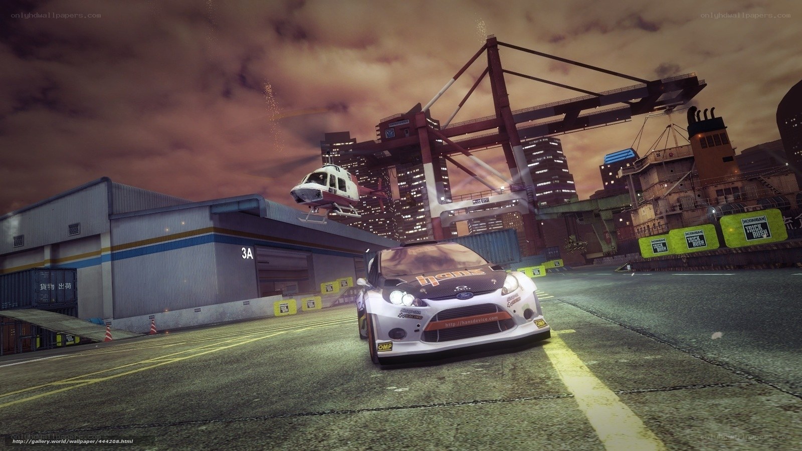 racing car in industrial port