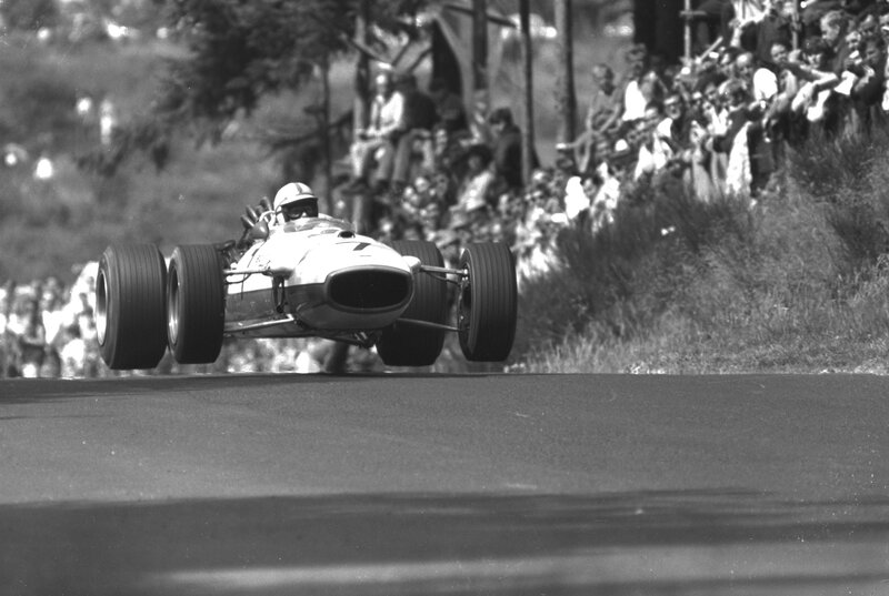 Racing Car in Mid-air — Black