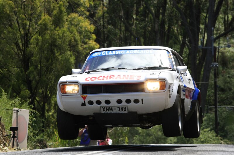 racing car in mid-air jump
