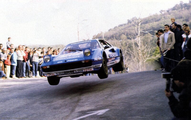 racing car in mid-air jump