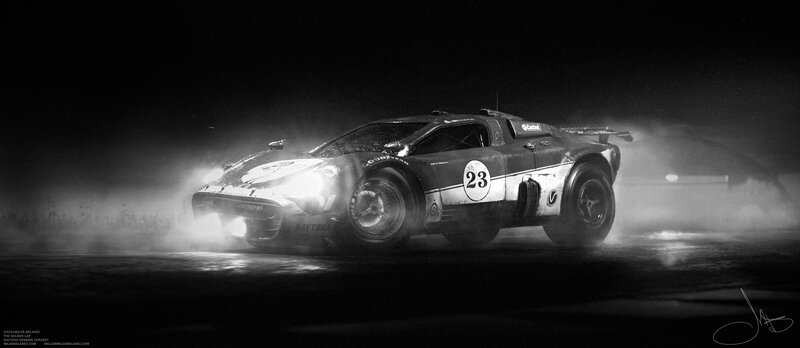 Racing Car in Mist