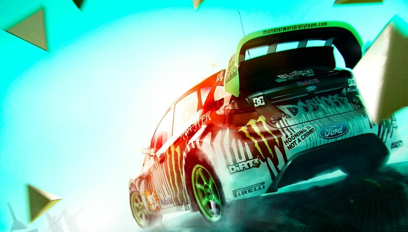 Racing Car in Motion — Cyan