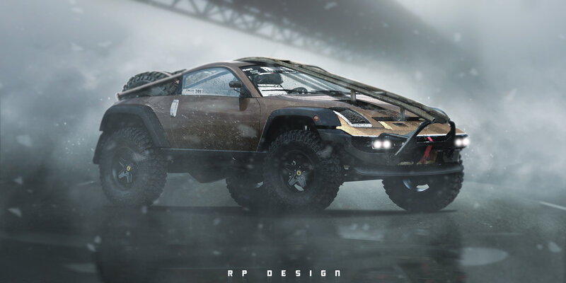 Racing Car in Rain — Brown