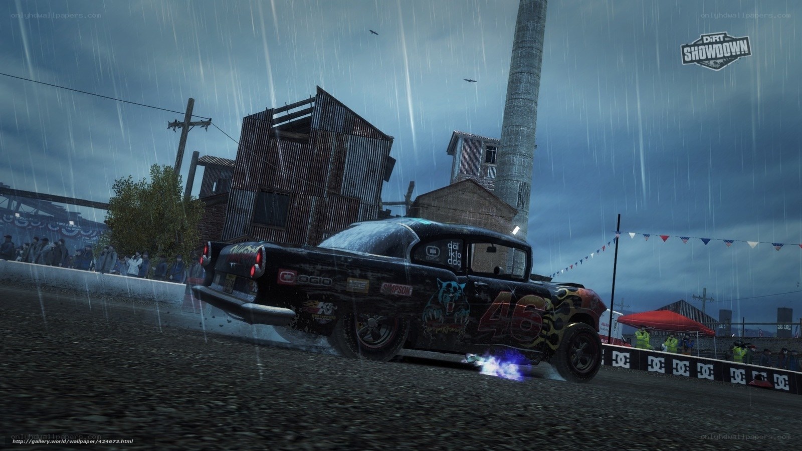 racing car in rain