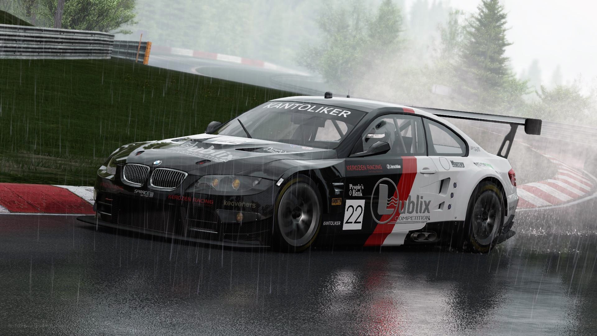 racing car in the rain