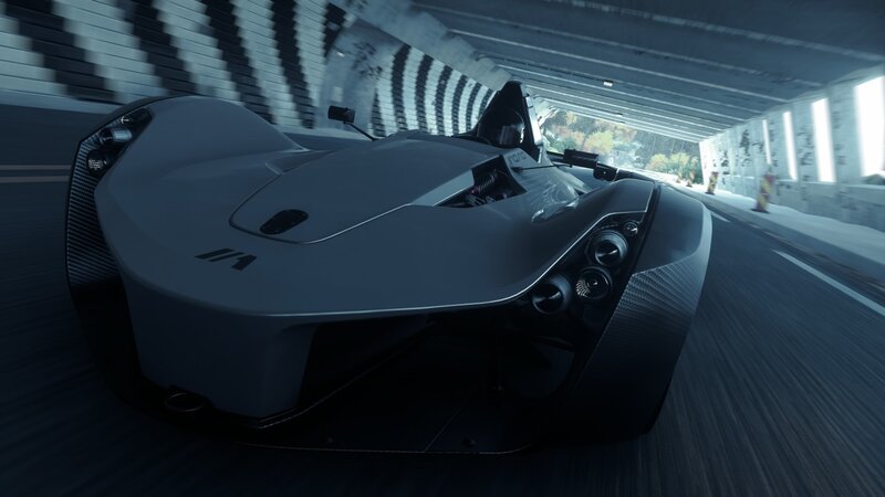 Racing Car in Tunnel — Gray