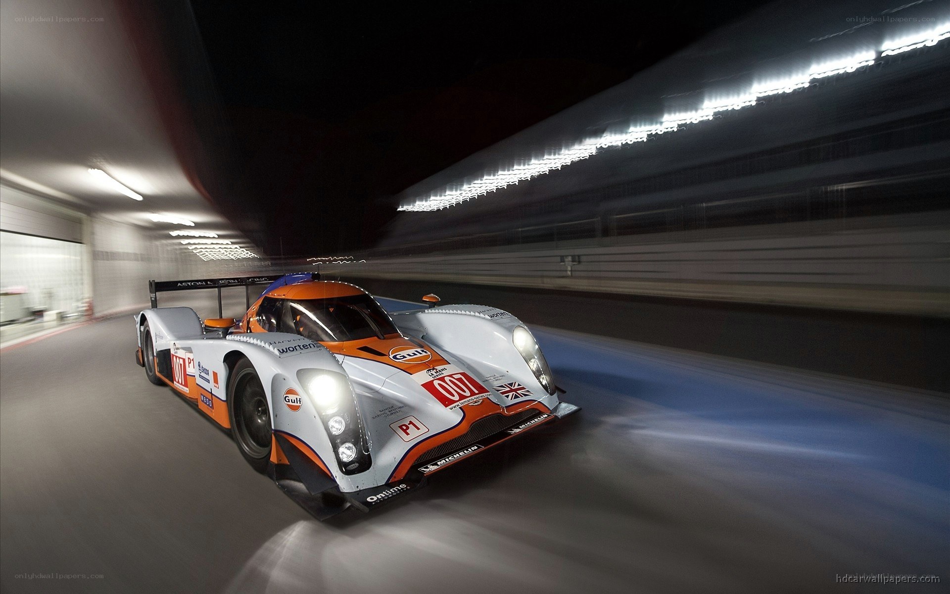 racing car in tunnel
