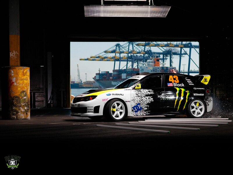 Racing Car in Warehouse — Black, Dramatic, Afternoon