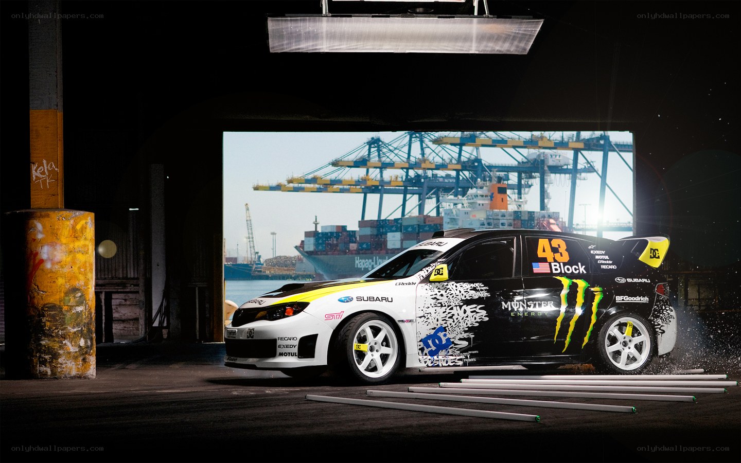 racing car in warehouse