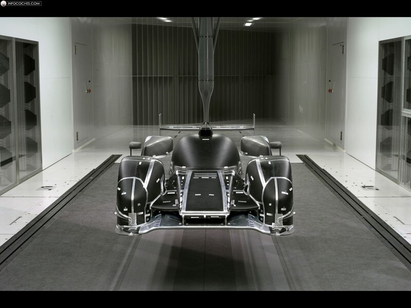 Racing car in wind tunnel