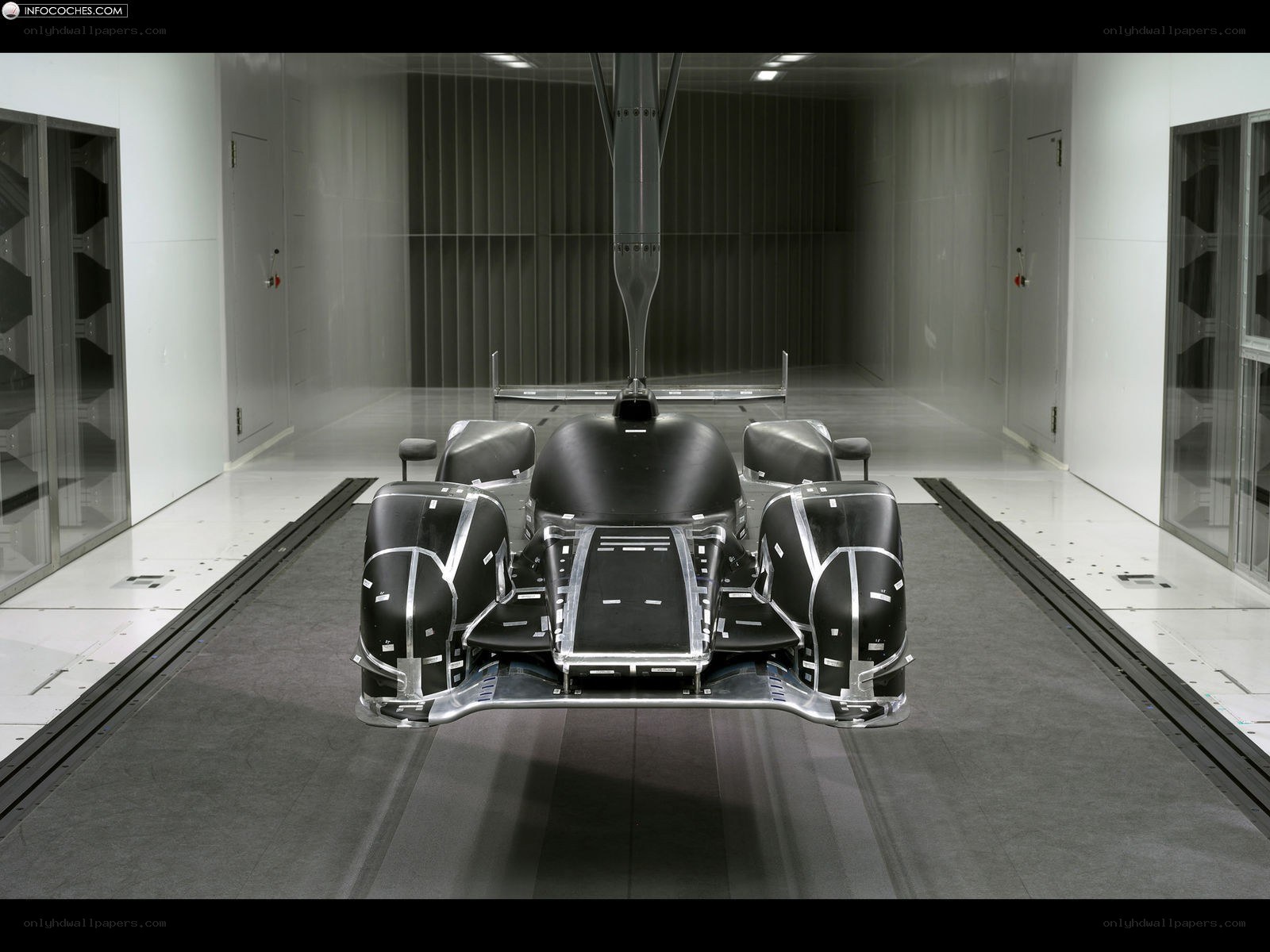 Racing car in wind tunnel