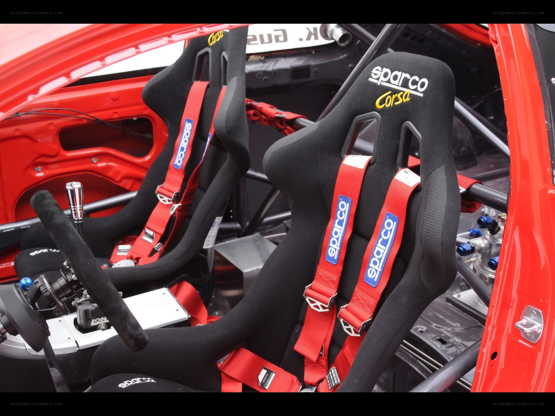racing car interior with seats