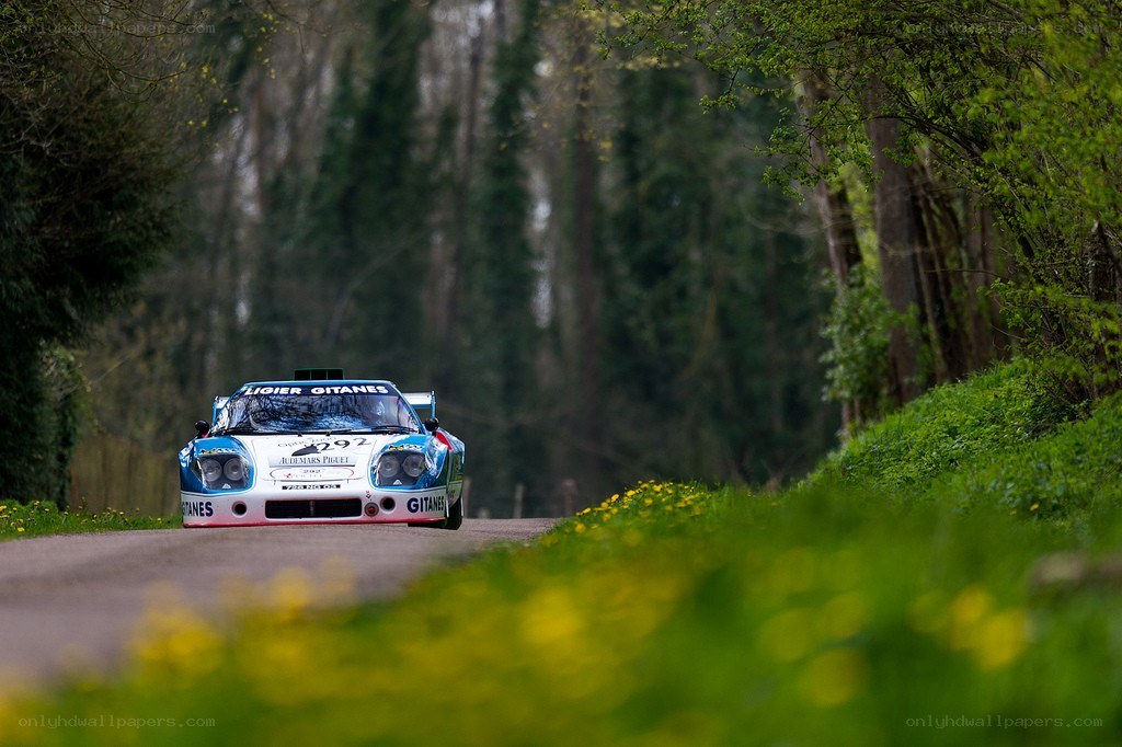 Racing car on a forest road