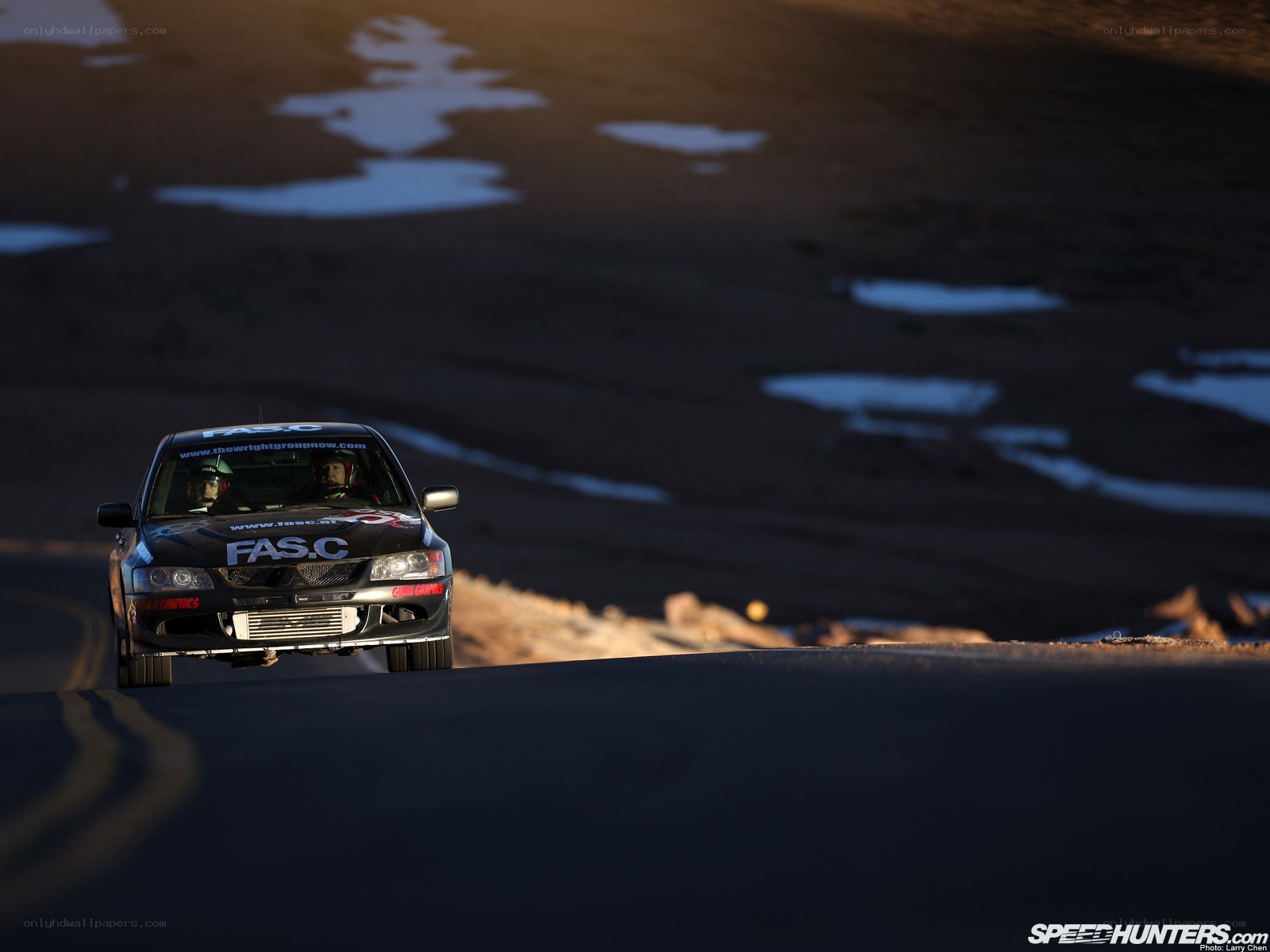 Racing car on a winding road