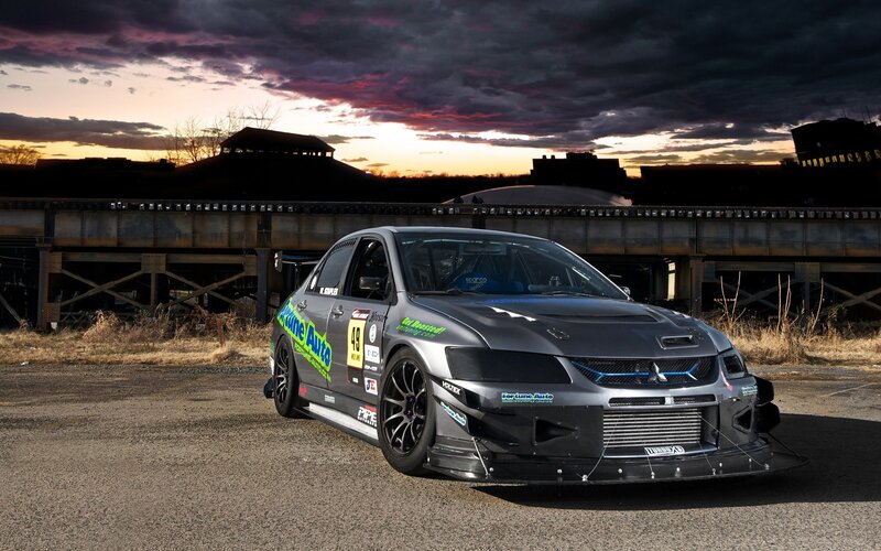 Racing Car on Asphalt — Gray, Dramatic