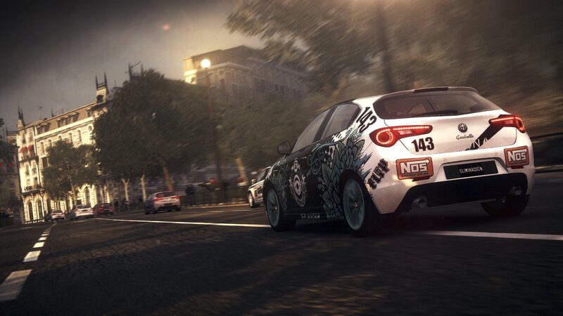racing car on city street