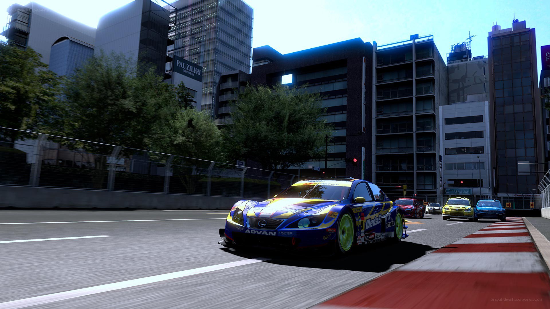 racing car on city track
