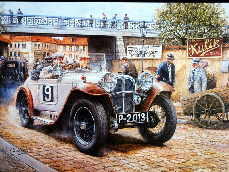 Racing Car on Cobblestones — Brown