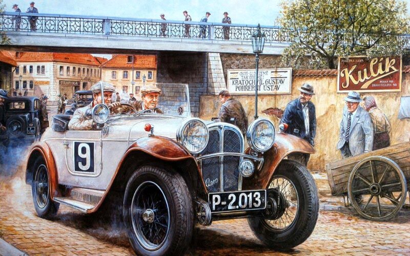 Racing Car on Cobblestones