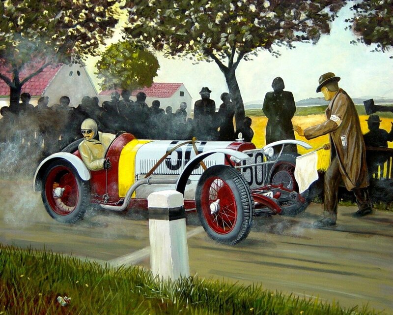 Racing car on country road
